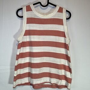 Loft‎ Women's Size Small Tank Peach Orange Red White Striped Sweater sleeveless